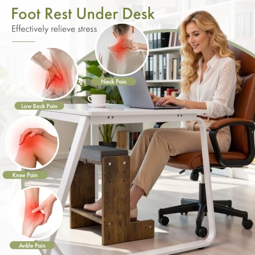 Adjustable Double Step Foot Rest Under Desk - size: Double Layer-With Cushion