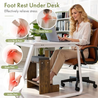 Adjustable Double Step Foot Rest Under Desk - size: Double Layer-With Cushion