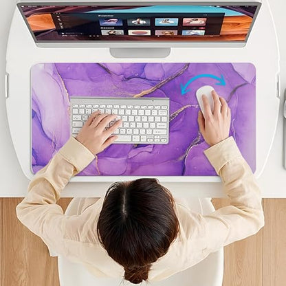 Desk Mat, Dual Leather Sided Desktop Pad for Office and Home, Ideal for Large Mouse Pad and Desk Mats (Purple Marble 31.5"x 15.7") - color: Amethyst Purple Marble
