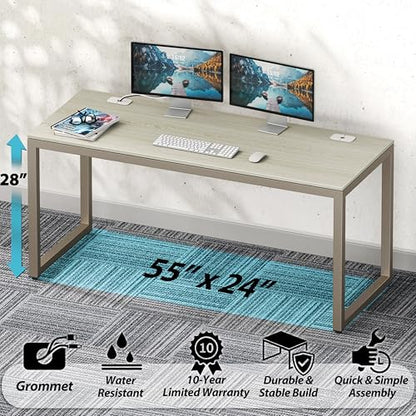 SHW 55-Inch Commercial-Grade Office Computer Desk, Maple - color: Maple, size: 55-Inch