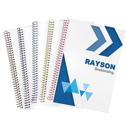 RAYSON 9.5mm Wire Coil Binding Spiral, 3:1 Pitch, 3/8" Metal Spiral Binding Coil, Multicolor & Pack of 100 - color: Yellow, Blue, Red, Purple, Pink, size: 3/8 inch (60 Sheet Capacity)