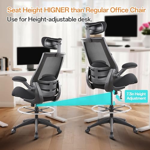 BOLISS Drafting Tall Office Chair 400lbs High Back Standing Desk Chair - color: Black, size: BLS-2818HD
