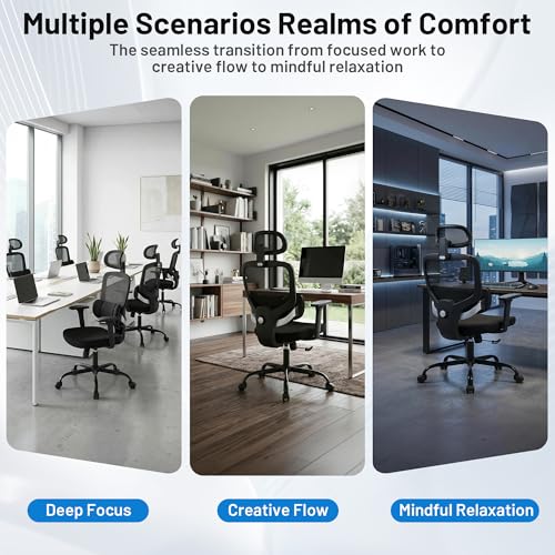 Ergonomic Office Desk Chair, High Back Breathable Mesh Computer Chair, 3D Lumbar Support, 2D Headrest & 3D Armrests, 300lbs Heavy Duty Task Chair for Home Office Work Gaming, Black - color: Black