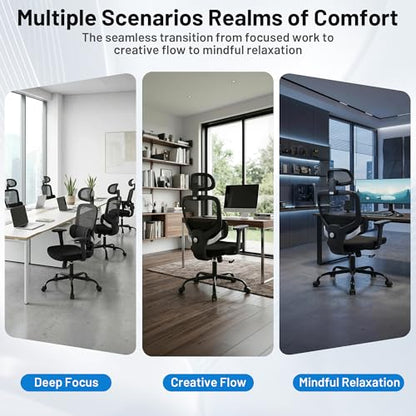 Ergonomic Office Desk Chair, High Back Breathable Mesh Computer Chair, 3D Lumbar Support, 2D Headrest & 3D Armrests, 300lbs Heavy Duty Task Chair for Home Office Work Gaming, Black - color: Black