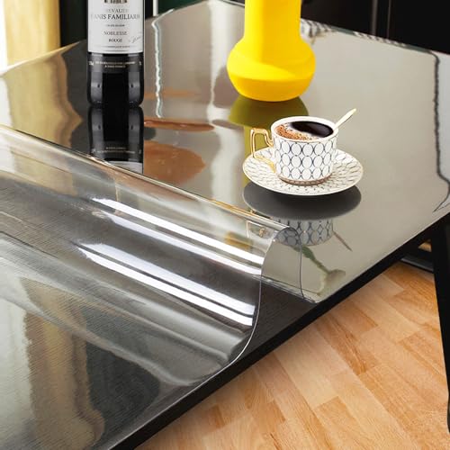 Kasepie PVC Clear Table Cover 12X24Inch, 1.5mm Thick Plastic Table Cover Rectangle,Clear Table Desk Mat for Kitchen, Dresser, Writing Desk，Dining Room Table - color: Clear 1.5mm Thick, size: 24" x 12" (Rectangular)