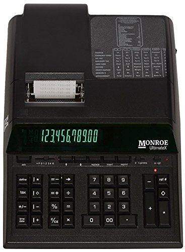 Monroe UltimateX Elite Printing Calculator/Adding Machine Bundle with Ribbons, Paper and Foam Calculator Stand