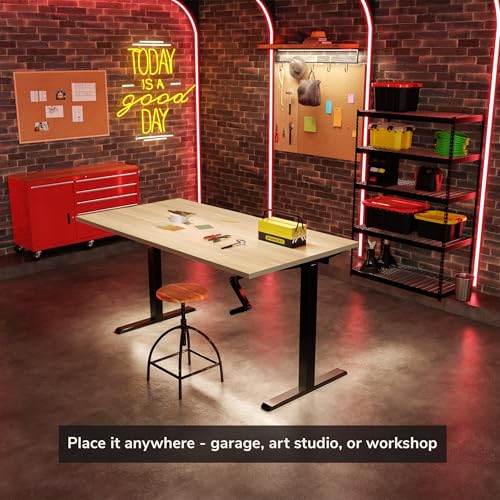 Mount-It! Hand Crank Standing Desk, 55" One-Piece Maple Top, 132 lbs - color: Maple