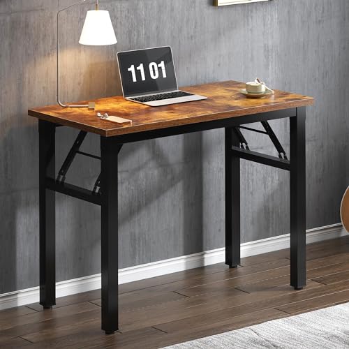 Need Small Folding Computer Desk, 31.5 Inch Writing Table, Rustic Brown - color: Rustic Brown, size: 31.5 inches