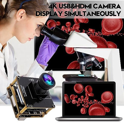 ELP 4K HDMI USB Camera - Wide Angle, 2X Digital Zoom, H.265, 8MP, UVC USB2.0 for Laptop & Monitor - color: 120degree no distortion lens