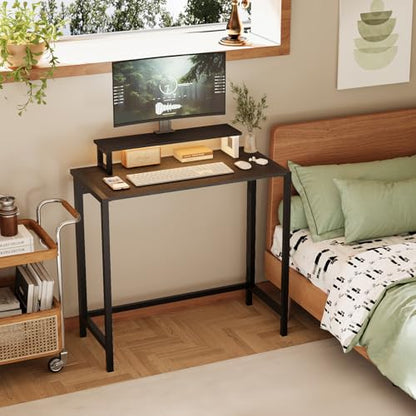 VINGLI 32" Folding Desk with Monitor Stand, Reversible Design - color: Black, size: 32 Inch