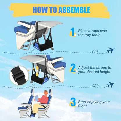 Airplane Foot Fammock, No Collapse Thickened Bamboo Plane Foot Rest Travel | Portable Airplane Foot Sling Wing with Thickened Foam & Carry Bag, Long-Flight Travel Essential Designed to Relax Your Feet - color: 1 Pc Blue