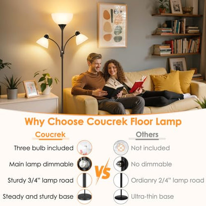 Coucrek Torchiere Floor Lamps for Living Room, 72" Dimmable Reading Lamp - color: Black