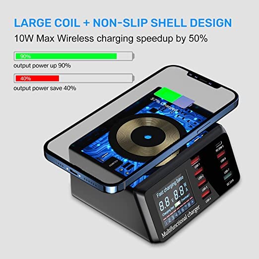 USB Charger Hub ASOMETECH 100W 8-Port Desktop Multiple USB Charging Station