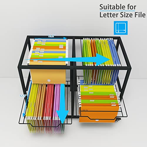 PUNCIA 2-Tier 2 Column Heavy Duty Metal Rolling File Carts for Letter Size