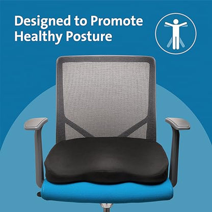 Kensington Seat Cushion for Office, Desk Chair Cushion, Car Seat Cushion, Pain Relief Memory Foam Seat Rest, Computer Chair Pad, Ergonomic Office Chair Cushion, Chair Pillow, Black K55805WW 410x470x72 | Memory foam support, pain relief design, non-skid ba
