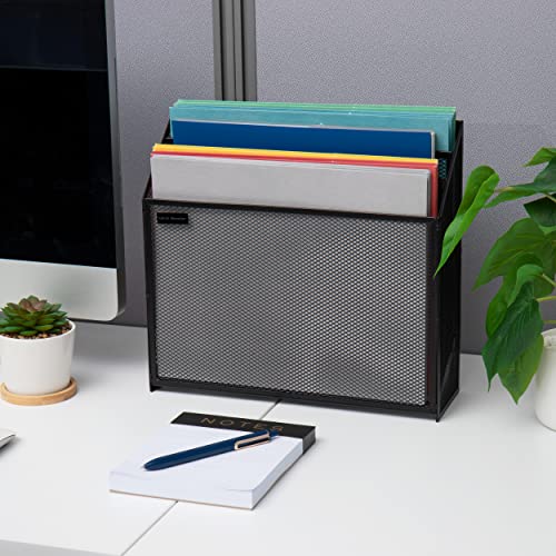Mind Reader Metal Mesh File Organizer, Black | 3-Tier | Desktop | Modern Style | Pack of 4 - size: Single (Pack of 4)