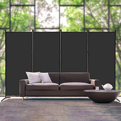 MAYOLIAH 4 Panel Privacy Screen Room Dividers 6FT Tall Portable Office Wall - color: Black, size: 34"-4 Panel-Arc Base