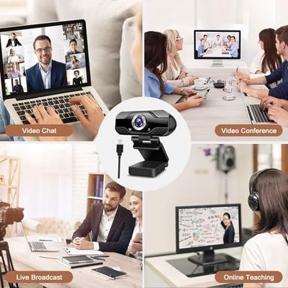 4K HD Webcam with Microphone, Noise Cancellation, Privacy Cover, Wide-Angle Lens, Auto Light Correction, Plug & Play USB Webcam for Laptop, Desktop, PC, Zoom, Skype, Stream - style: 4K