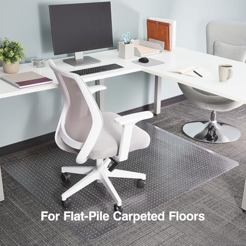 Staples Office Chair Mat, Clear Floor Mats, Flat-Pile Carpets, 60 x 46 Inch, Smooth Glide - size: 46'' x 60'', style: Flat-Pile