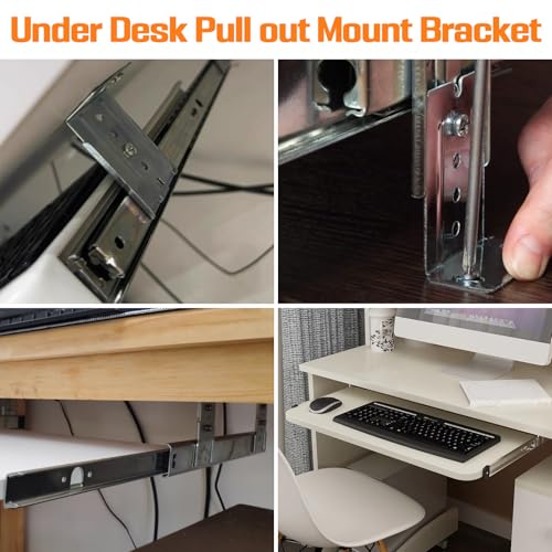Under Desk Keyboard Tray Pull Out Slide Height Adjustable Slide Out Keyboard Draw Holder Track Full Extension Ball Bearing Under Table Lift Bracket for Mounting Music Keyboard Piano Without Tray - style: 13.8 Inch Length