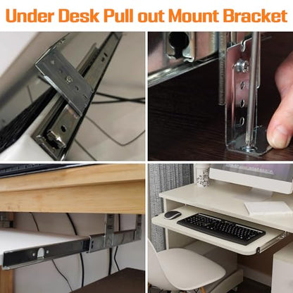 Under Desk Keyboard Tray Pull Out Slide Height Adjustable Slide Out Keyboard Draw Holder Track Full Extension Ball Bearing Under Table Lift Bracket for Mounting Music Keyboard Piano Without Tray - style: 15.7 Inch Length