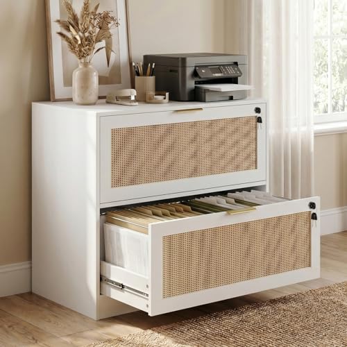 HOPUBUY 2 Drawer File Cabinet with Lock, Printer Stand Lateral - color: White, size: 15.74″Dx31.10″WX27.55″H