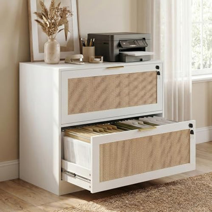 HOPUBUY 2 Drawer File Cabinet with Lock, Printer Stand Lateral - color: White, size: 15.74″Dx31.10″WX27.55″H