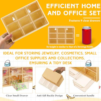 Wenqik 2 Pcs Mini Storage Drawers with 9 Clear Drawers,Yellow - color: Yellow