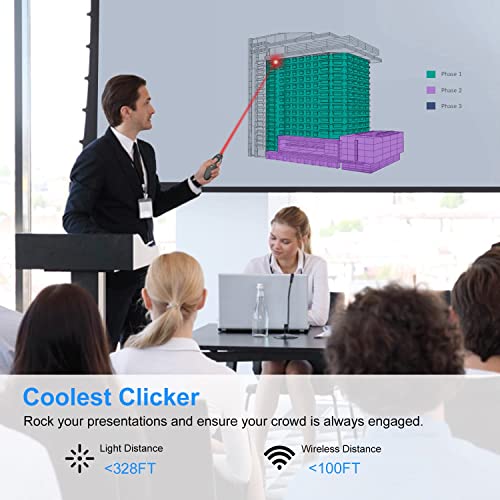 (2 Units) Wireless Presentation Clicker for PowerPoint, Wireless Presenter Remote with Laser Pointer Slide Clickers for Mac/Windows/Linux, Computer/Laptop, Google Slide/PPT/Keynote - style: 2 Units