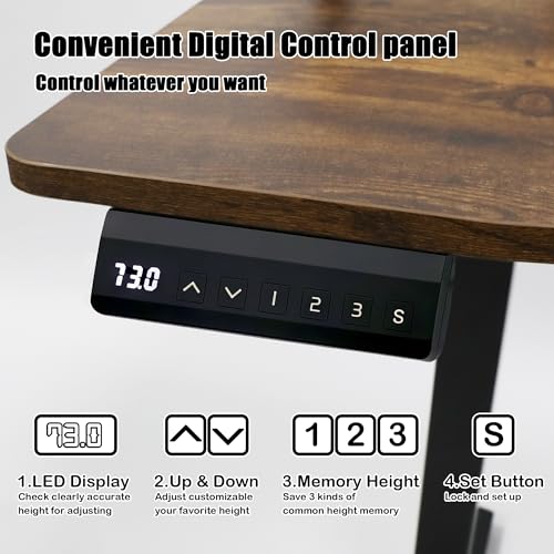MSZ Sit & Standing Desk, Adjustable Height Electric Sit Stand Up Down Computer Table, 48x24 Inch Ergonomic Rising Modern Lift Motorized Gaming Desktop Work Home Office (Brown-Double Bookcase) - color: 4-brown-double Bookcase