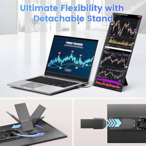 Teamgee 15.6" Laptop Screen Extender, Slim & Lightweight Portable Monitor for Laptop, Full HD IPS, 360° Rotating Stand, Detachable, USB-C Plug & Play, RGB Lighting, Thin Bezels - size: Screen 15.6