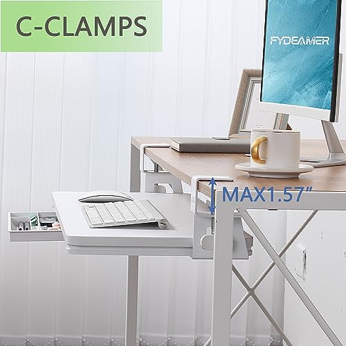 ETHU Small Keyboard Tray Under Desk with C-Clamp, 19.7x11.81", White - color: White