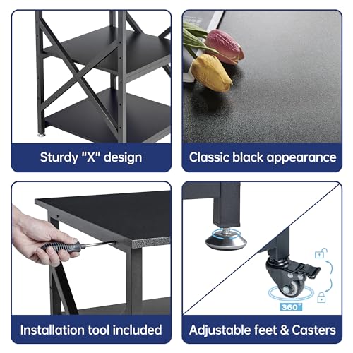 Fannova 23.6"x23.6"x30.1" Large Printer Stand with Adjustable Storage Shelf - color: Black