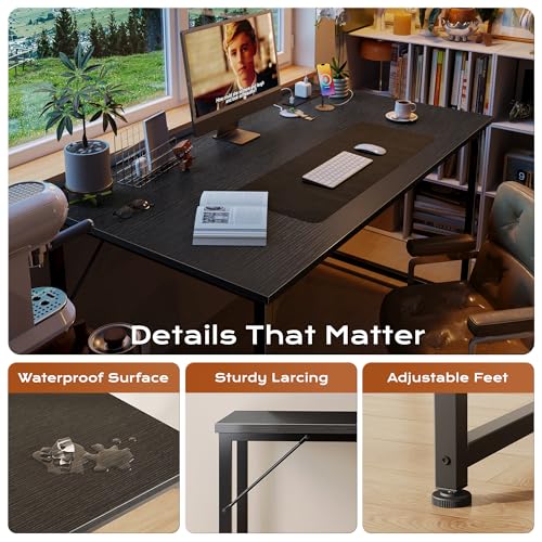 PRAISUN 47 X 24 Inch Deeper Desk with Power Outlets - color: Black, size: 47.2*23.6 inch