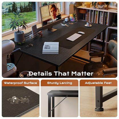 PRAISUN 47 X 24 Inch Deeper Desk with Power Outlets - color: Black, size: 47.2*23.6 inch