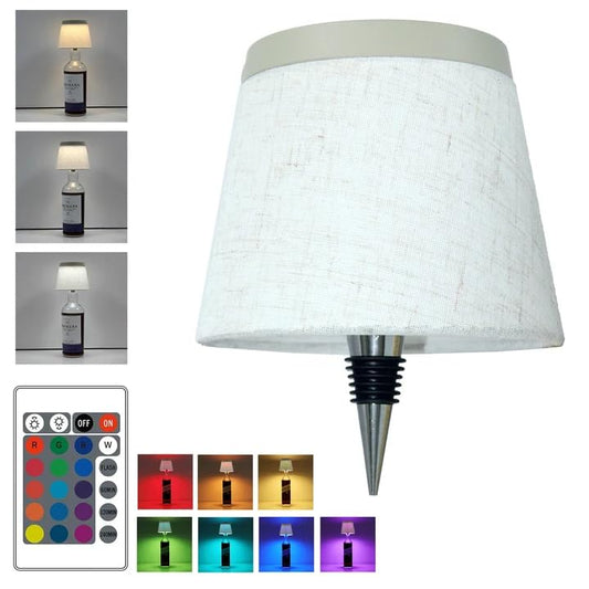 Wireless Bottle Lamp,Small Bedside Table Lamp,RGB LED Bottle Light with Remote Dimmable(RGB White Gray, 1pc) - color: White Gray