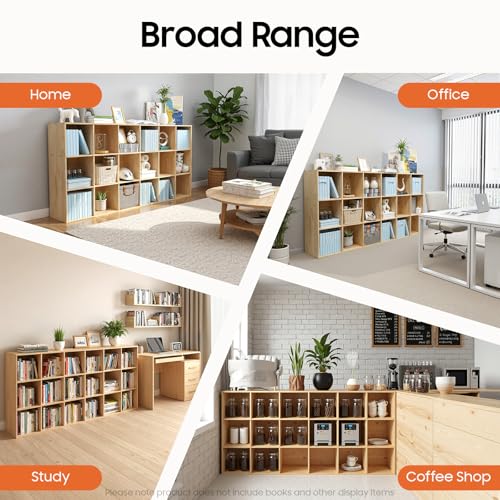 18 Cube Storage Organizer - Solid Wood Bookshelf - Cube Shelf - Vertical or Horizontal Bookcase - Open Book Shelf - Easy Assembly for Bedroom, Living Room, Office - size: 18-Cube