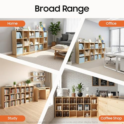 18 Cube Storage Organizer - Solid Wood Bookshelf - Cube Shelf - Vertical or Horizontal Bookcase - Open Book Shelf - Easy Assembly for Bedroom, Living Room, Office - size: 18-Cube