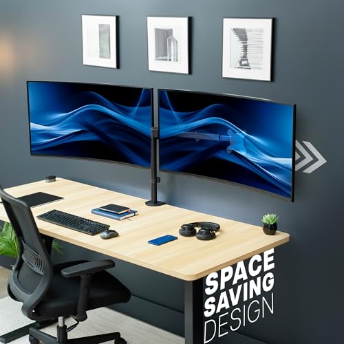 VIVO Premium Dual Ultra Wide LCD LED 40 to 45 inch Monitor Desk Mount, Heavy Duty, Adjustable Telescoping Arms, Flush Wall Setup, Fits 2 Screens, Black, STAND-TS45C - color: Black, size: 40" to 45"