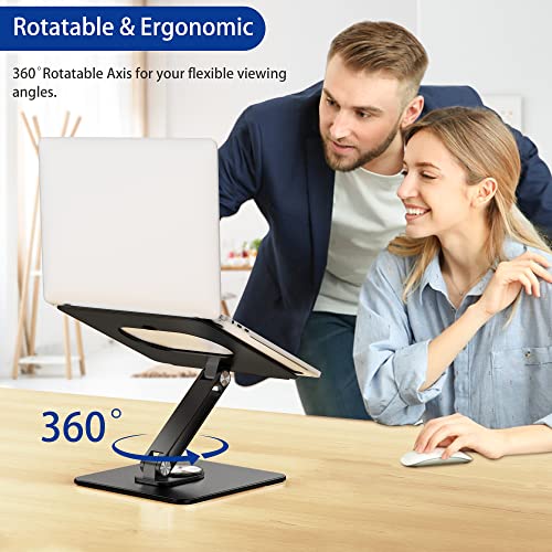 BESIGN LSX7 Laptop Stand with 360 Rotating Base, Ergonomic Adjustable Notebook Riser, Foldable Computer Holder Compatible with 10-15.6" Laptops (Black) - color: Black