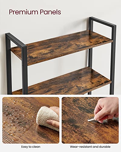 VASAGLE 5-Tier Bookshelf, Bookcase with Steel Frame, Book Shelf for Living Room, Home Office, Study, 11.8 x 26 x 60.2 Inches, Industrial Style, Rustic Brown and Ink Black ULLS061B01 - color: Rustic Brown + Ink Black, size: 5 Tiers (11.8"D x 26"W), style: