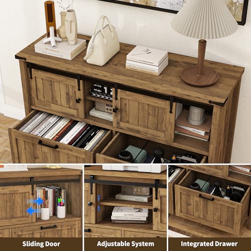 Farmhouse File Cabinet with Built-in Outlets, Rustic Brown | Filling Cabinet Printer Stand with 2 Large Drawers for Legal/ A4 /Letter Size, Home Office, Living Room, Entry Cabinet - color: Nature