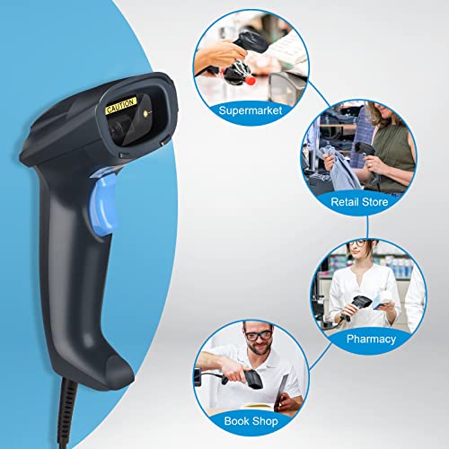 OBZ USB Barcode Scanner Handheld Wired Bar Code Reader Automatic Plug&Play | 1.5m USB Cable,CMOS 1D/2D Reading,3 Scan Modes,Supports multiple systems for warehouses、supermarkets、library、retail stores - style: USB handheld Scanner