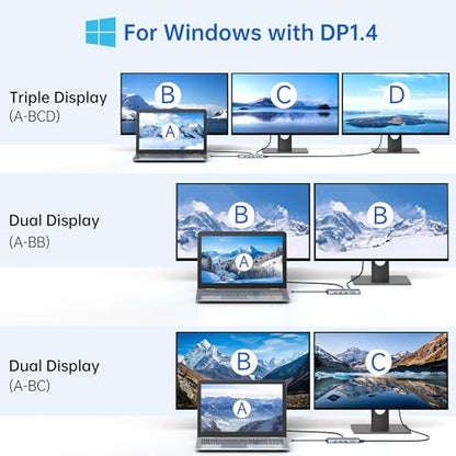 LIONWEI Docking Station Dual Monitor 4K, 13-in-1 USB C Dock for Laptop Mac - color: 13 IN 1(2 HDMI+DisplayPort)