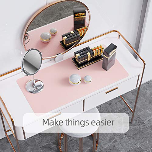 YSAGi Multifunctional Office Desk Pad, Ultra Thin Waterproof PU Leather Desk Mat, Dual Use Desk Writing Mat for Office/Home (35.4" x 17", Pink) - color: Pink, size: 17" x 35.4"