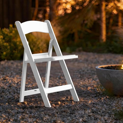 Nazhura Garden and Patio Folding Chair for Events and Wedding, Lightweight with Padded Seat, Water-Proof, Double Braced Frame, Non-Slip Feet, 350LB Capacity - color: White