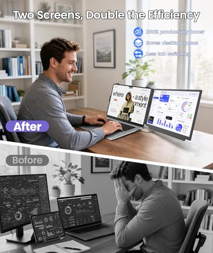 15.6" Laptop Screen Extender, 1080P FHD Detachable Monitor Extender | One Cable Plug & Play, Portable Travel Monitor for 14"-17.3" Laptop, 4 Modes, Compatible with Wins/Mac/Chrome/Android - color: 15.6" Metal Black