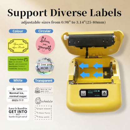 Label Printer, Rechargeable Label Maker Machine with Tape(70×40mm)