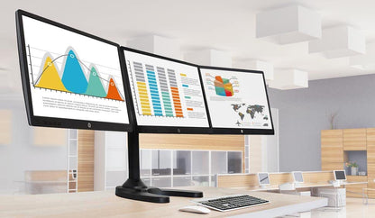 Mount-It! Triple Monitor Stand for 3 Screens up to 24", Height Adjustable Desk Mount with Free Standing or Grommet Base, 22 lbs per Arm, VESA 75x75 100x100 Compatible, Full Motion Monitor Mount MI-789