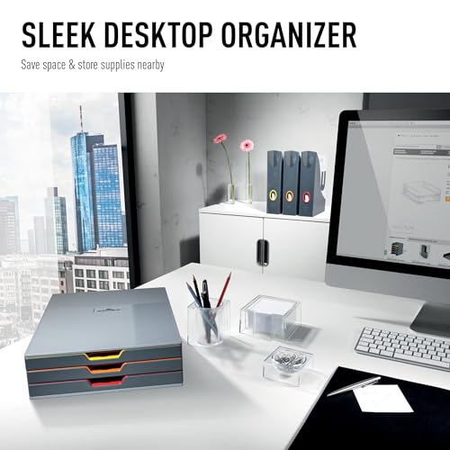 Durable Varicolor Drawer Organizer, 3 Color Coded Drawers, Gray - style: 3-Drawer